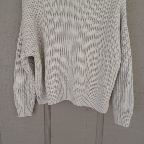 Madewell Pointelle Half Zip Pullover Sweater SZ M Women Preppy Heather Blizzard - Picture 6 of 12